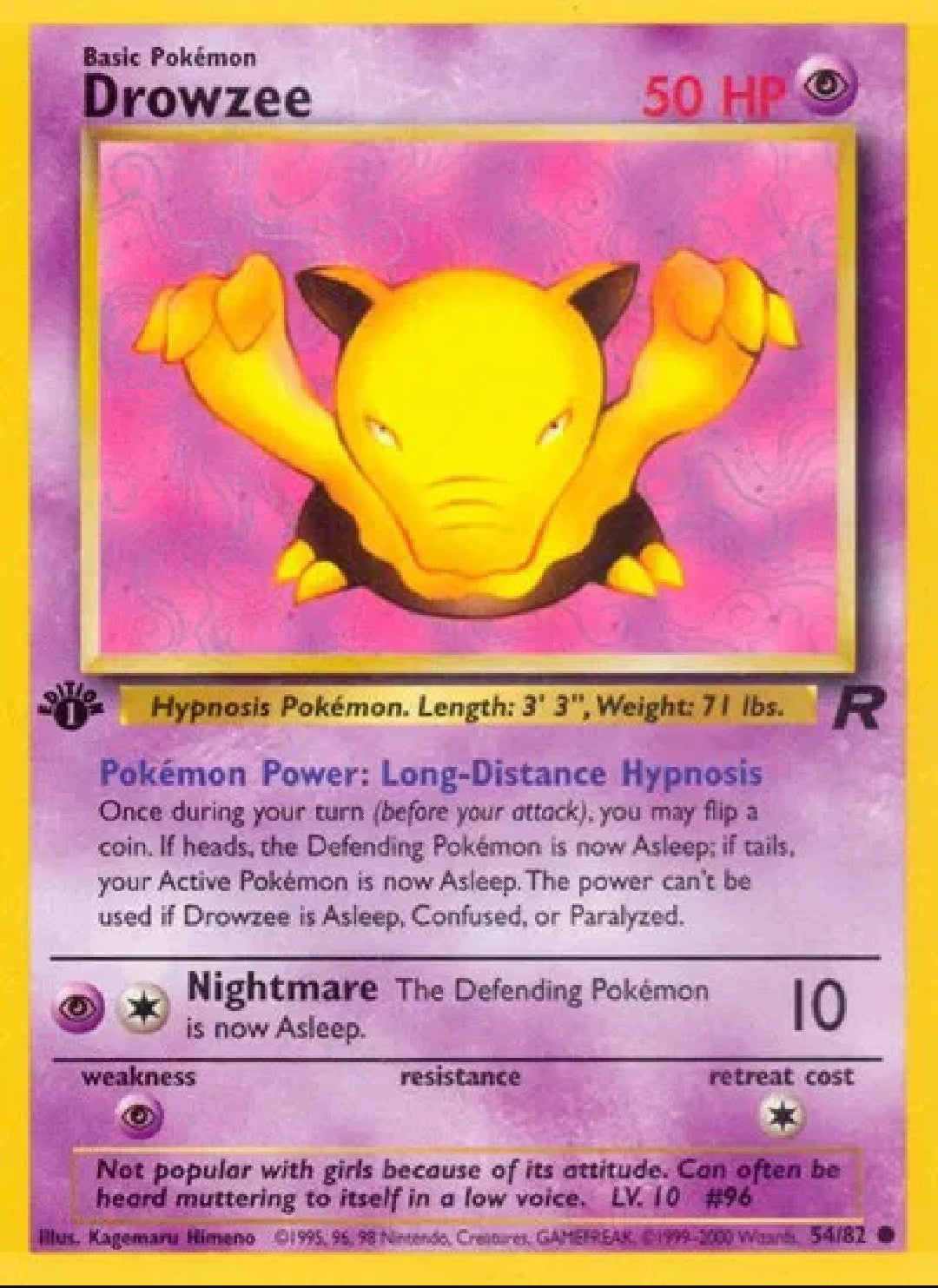 1st Edition Drowzee 54/82 Team Rocket Regular