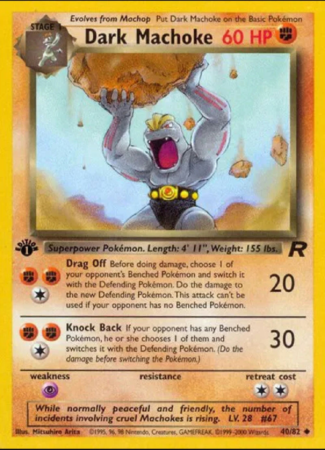 1st Edition Dark Machoke 40/82 Team Rocket Regular