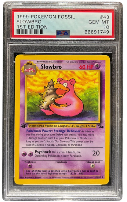 PSA 10 Slowbro 43/62 1st Edition Fossil Non-Holo