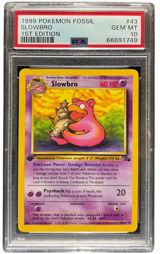 PSA 10 Slowbro 43/62 1st Edition Fossil Non-Holo