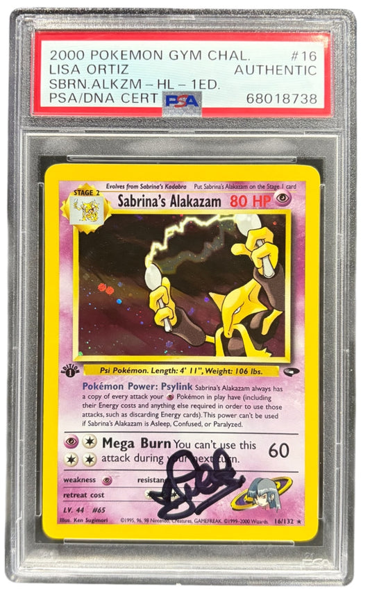 Sabrina's Alakazam 16/132 1st Edition Holo SIGNED by LISA ORTIZ PSA Authenticated Only