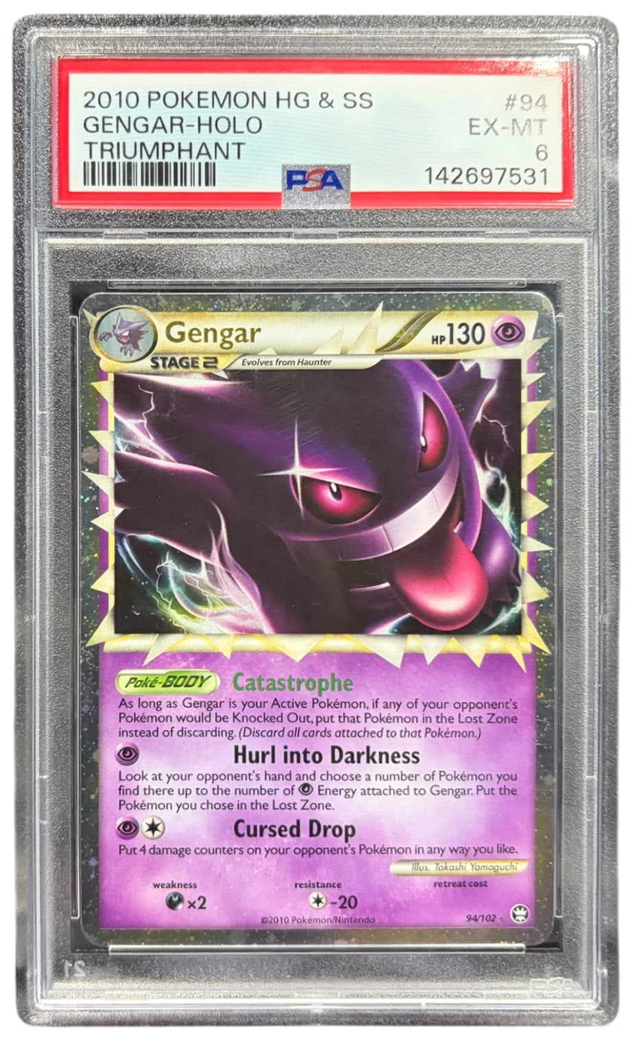 Gengar Prime 94/102 Holo HGSS Triumphant PSA 6