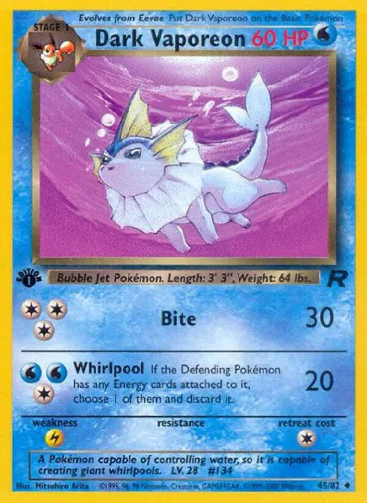 1st Edition Dark Vaporeon 45/82 Team Rocket Regular