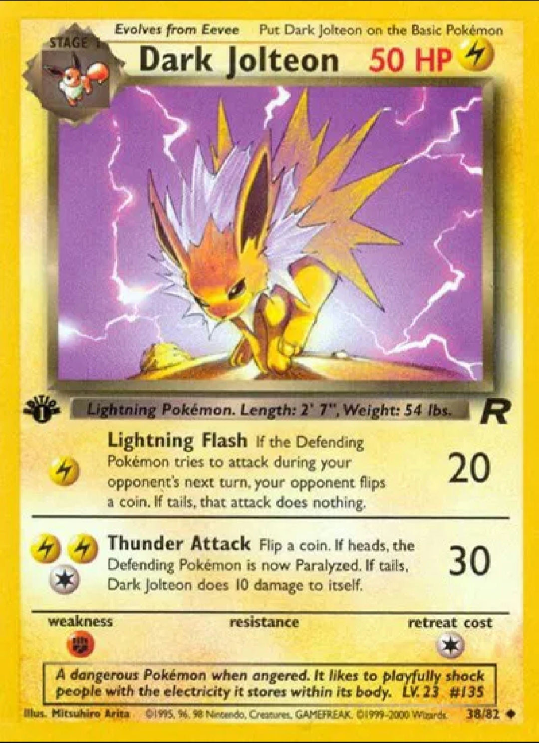 1st Edition Dark Jolteon 38/82 Team Rocket Regular