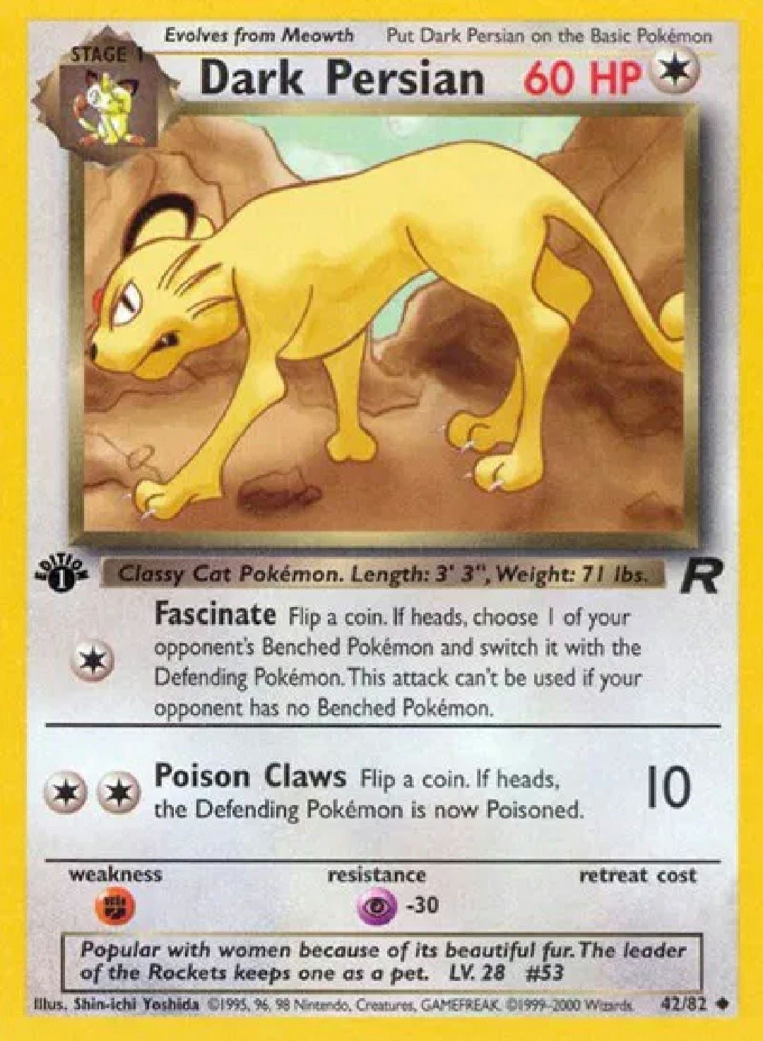 1st Edition Dark Persian 42/82 Team Rocket Regular